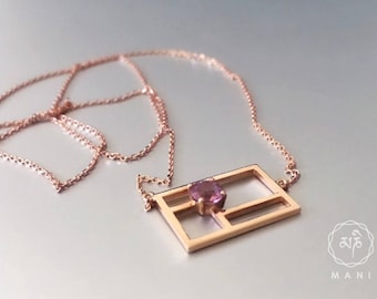 Rose Gold Necklace with Sri Lankan Sapphire