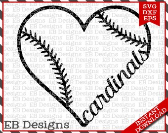 Cardinals Baseball Love SVG DXF EPS Cutting Machine Files Silhouette Cameo Cricut Cardinals Vinyl Cut File Softball Vector svg file