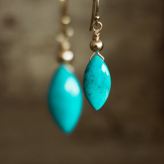 Turquoise Earrings Real Turquoise Drop Earrings December