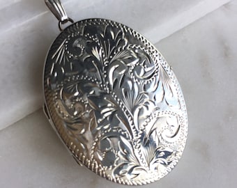 Vintage Sterling Silver Double Locket Pendant Necklace