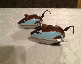 Vintage Wind Up Tin Toy Mouse , 2x Total!