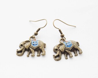 Elephant Earrings, Elephant Gifts, Elephant Jewelry, Brass Jewelry, Gift for her