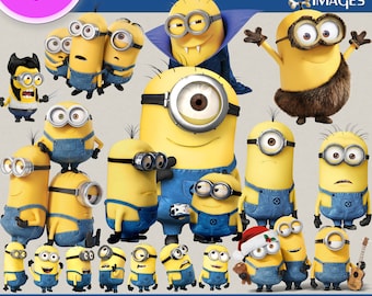 MINIONS clipart png images, Digital Cliparts, Graphic, Stickers, Decals, Png file, Transparent Backgrounds, digital print, printable images