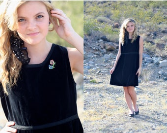 Vintage 1960s Black Dolly Mod Dress