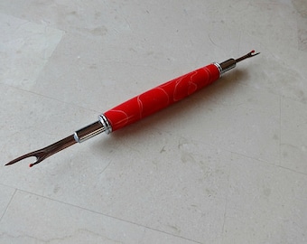 Seam Ripper, Acrylic Seam Ripper, Double Seam Ripper, Turned Seam Ripper, Blue Seam Ripper, Sewing Ripper, Needlework Tool, Red Swirl