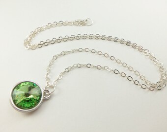 Peridot Sterling Silver Necklace Crystal Peridot August Birthstone Necklace