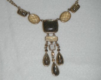 unusual droplet necklace on twin chain - summer colours - classic style