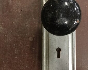 Black Porcelain door knobs, set