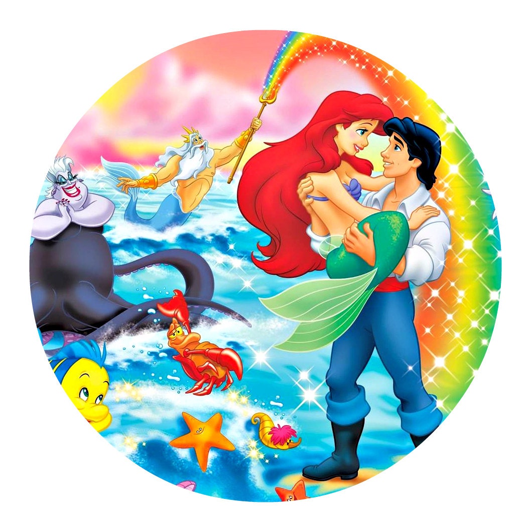 LITTLE MERMAID Ariel 8 Circle Round Edible Frosting LITTLE MERMAID Ariel 8 Circle Round Edible Frosting