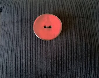 Black Corduroy Pillow with Red Coconut Button