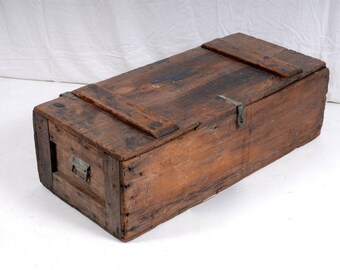 Antique Navy Yard Steamer Trunk - Vintage Military Trunk - Industrial Large Wood Steamer Trunk
