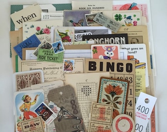 Large SCRAP Pack / 75 Pc. Ephemera Paper Pack INSPIRATION Kit for Altered Art, Collage, Mixed Media, DIY Scrap Kit
