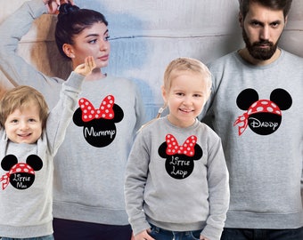 Customized Family matching Disney Mickey Mouse heather grey sweatshirts. Set of 3, 4 or 5.