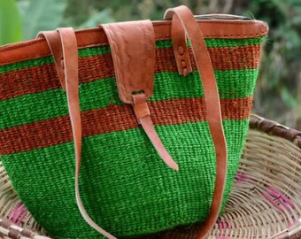 African Baskets - African Market bag, Kenyan tote bag, Green sisal bag, African fashion bag, sisal jute bag, kenyan purse, holiday gifts