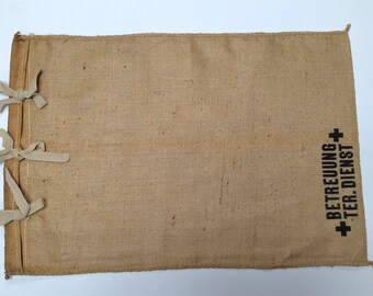 Vintage European Grain Sack Standard Pillow Sham with bow tie closure (X4335)