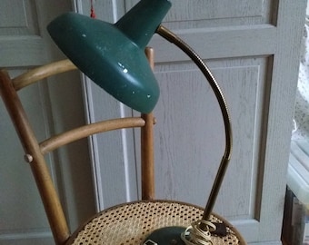 Vintage lamp desk lamp on foot table lamp metal shade and grass green color for everything foot foot and flexible gold