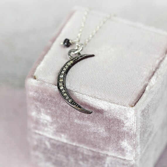 Diamond Moon Necklace - Crescent Moon & Star Necklace