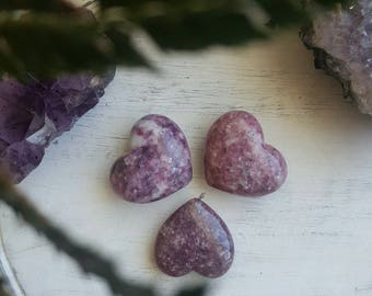 Lepidolite Puff Hearts