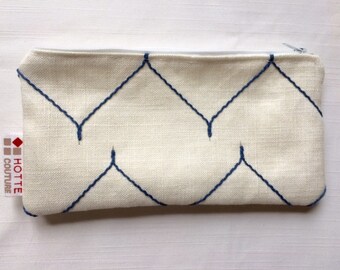 Pouch for makeup, pencil case, toiletries accessories, pouch for baby, travel pouch, Fabric Elegant Blue