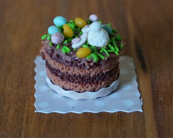 Dollhouse Miniature Easter Bunny Cake 1:12 Scale Dollhouse