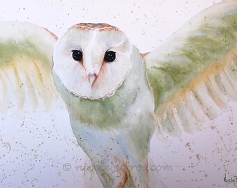 PRINT, Watercolour painting, Barn Owl painting , Animal Art, Home Decor, Watercolor Painting, Wildlife Art