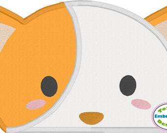 Spotted Kitty Cat Peeker Applique