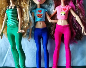 Leggings pants for Ever After High dolls - pink, blue or green - Collection Basics