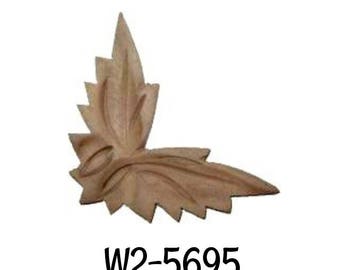 CARVED CORNER LEAF - Solid Walnut wood applique, furniture embellishment, furniture decoration, wood embellishment, wood carving.