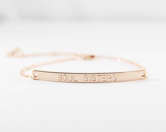 Soul Sisters Bracelet | Personalized Inspirational Bracelet | Hand Stamped Bracelet | Bar Bracelet | Best Friends Gift | Gift for Her