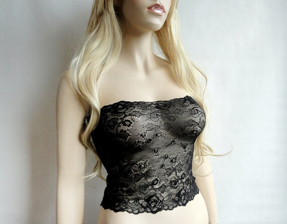 Black Tube Top Bandeau Top Lace Bandeau Top Lace Bralette