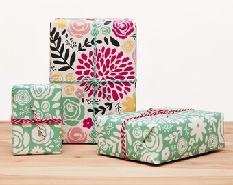4 Large Wrapping Paper Sheets – Mint – Floral Wrapping Paper – Gift Wrap – Wrapping Paper Sheets – Wrapping Paper – 2 colors included