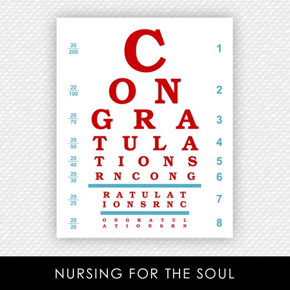 nurse eye chart congratulations rn eye chart printable