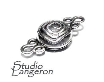 Sterling Silver Button Padlock Magnetic Clasp, Magnetic clasp,Clasps, Silver clasp, Round clasp, Sterling silver, 925 silver clasp - 1 piece