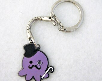 Deluxe Metal Dapper Gentleman Octopus Keychain