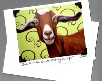 Goat Card - Funny Goat Card - Funny Goat Art - Proceeds Benefit Animal Rescue