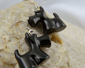 Black Scottie Resin Earrings