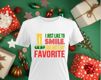 I Just Like To Smile Smiling's My favorite -Christmas Shirt- Elf Shirt-Funny Christmas Shirt-Elf Shoes Shirt