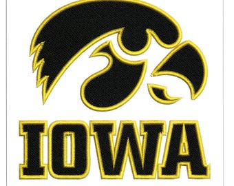Embroidery Designs University of Iowa Logo in Black and Gold 2 files Iowa Hawkeyes