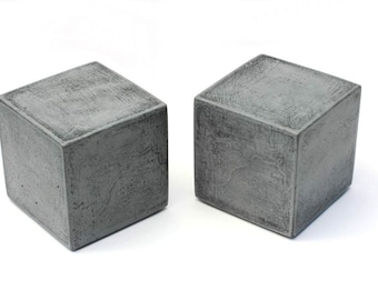 SALE! Modern Square Concrete Bookends (Set of 2) / Heavy Bookends / Office Bookends / Paper Weights / Kitchen Bookends / Cement Bookends