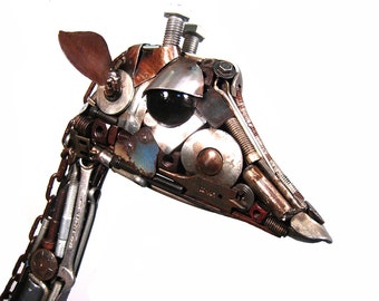 Recycled Metal Art Sculpture Giraffe Assemblage - Edmund