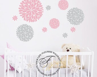 Baby Girl Nursery Wall Decal - Dahlia Flower Wall Decal - Flower Wall Stickers - Baby Nursery Wall Decor - Girls Bedroom Wall Decal DP015
