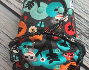 Fitted Cloth Diaper - Stay Dry Liner - Overnight Fitted - Optional Hemp or Bamboo Insert - Owls