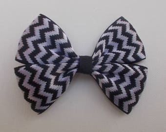 Black and Silver Chevron bow