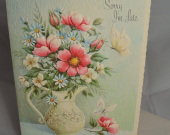Sorry I'm Late - Vintage Belated Birthday Card