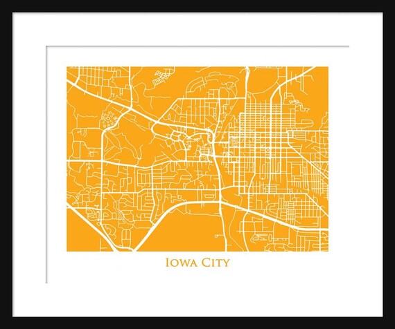 Iowa City Map University of Iowa Print Poster Line Map