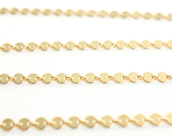 Sequin Chain by the Foot - 14k Gold Filled Round Disc Chain - Unique Chain - Fancy Chain - Coin Chain - Flat Plain Circle Chain / GF-CH010