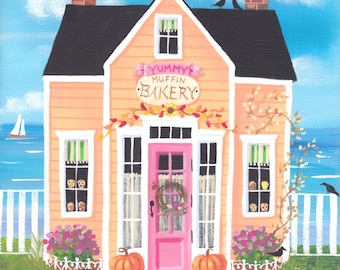 Folk Art Print Yummy Muffin Bakery