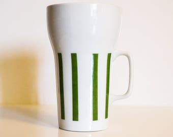 Schmid Pottery /LaGardo Tackett Tall Mug / Coffee Cup / Candy Stripe /White Green Stripes / Green White Striped / Everyone Loves Ice Cream