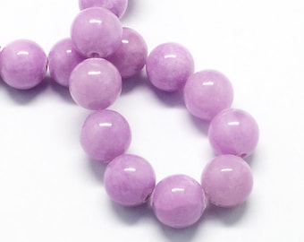 20 Jade Beads 8mm Lilac Purple Gemstone Beads 8mm Set of 20 - BD985
