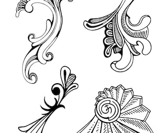 Fancy Flourish Collection- Clear Polymer Stamps